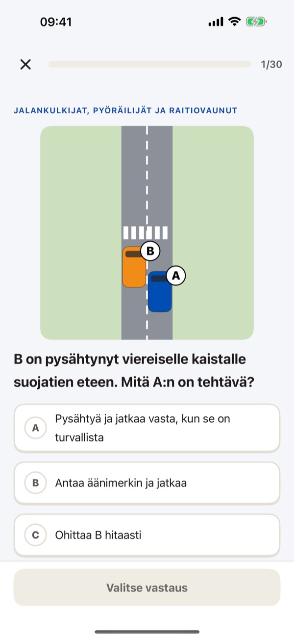 Ajokortti teoria – teoriakoe B – Screenshot 2