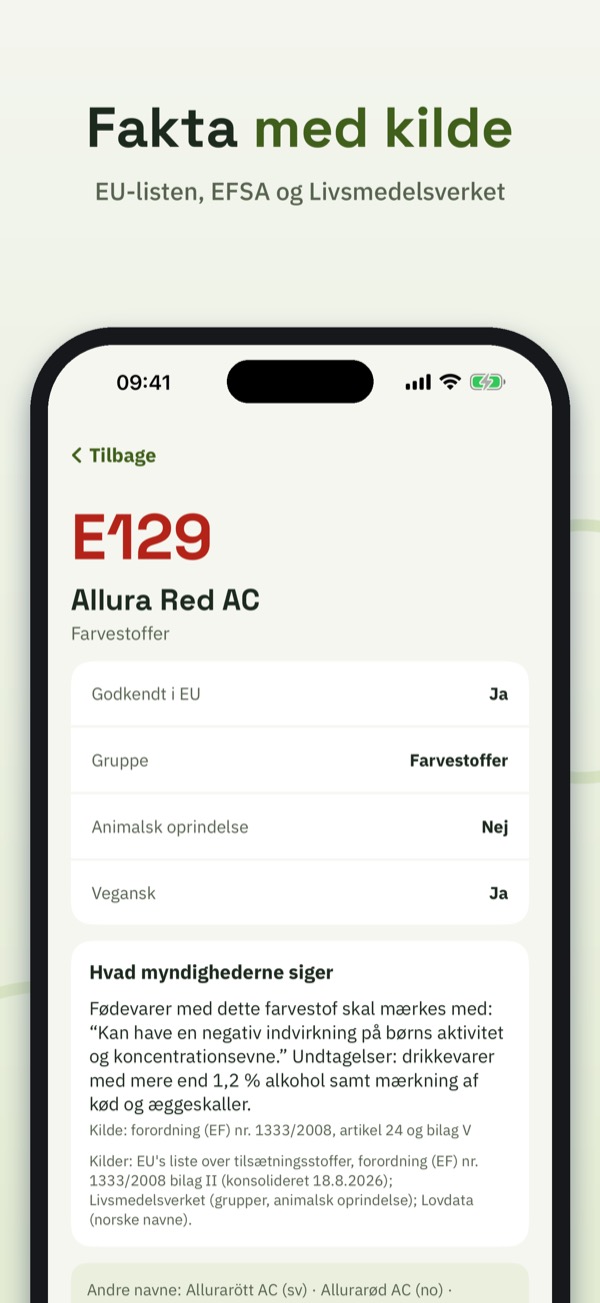 E-numre – E-tjek – Screenshot 3