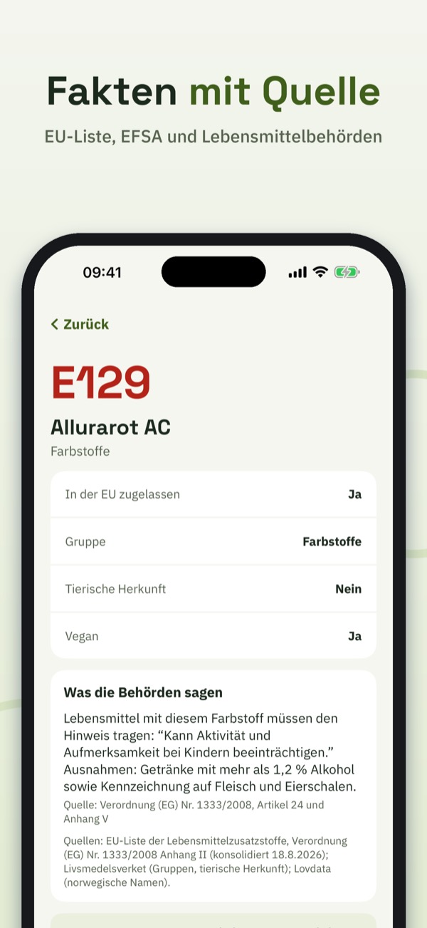 E-Check – Zusatzstoffe – Screenshot 3