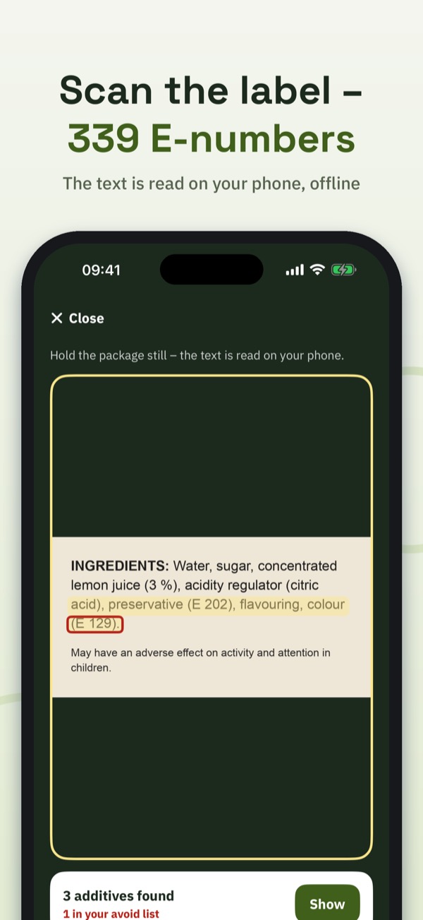 E-numbers – E-koll – Screenshot 1