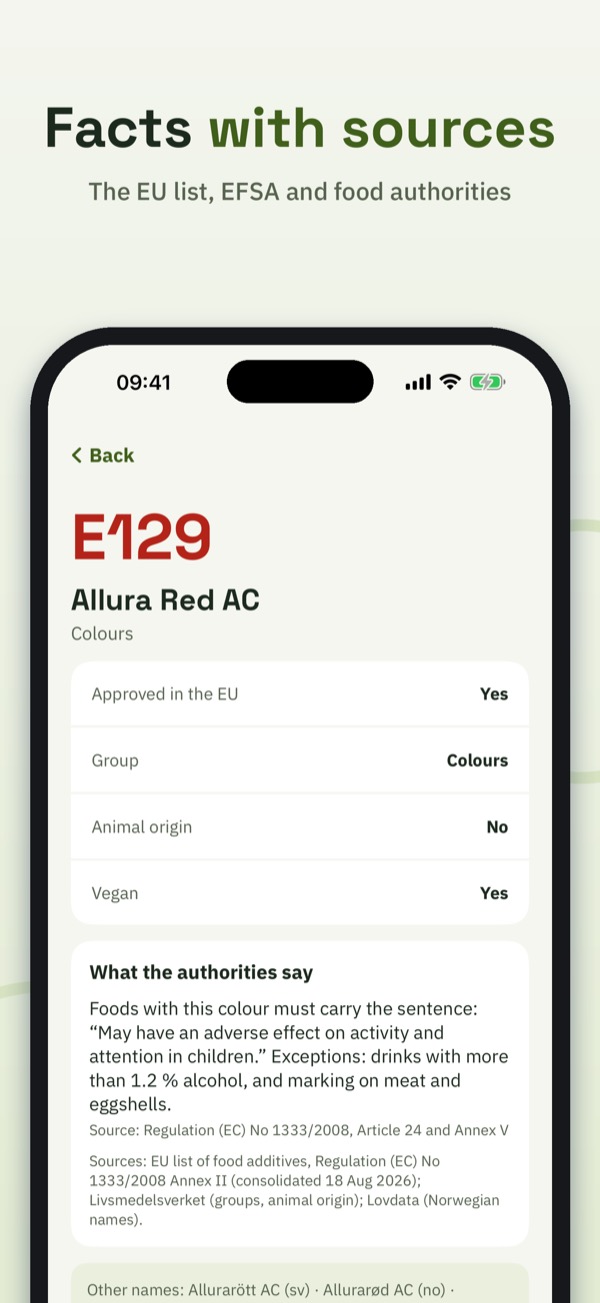 E-numbers – E-koll – Screenshot 3