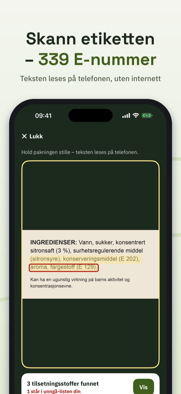 E-nummer – E-koll – Screenshot 1