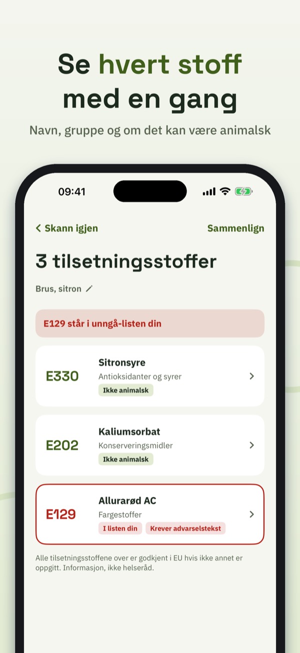 E-nummer – E-koll – Screenshot 2