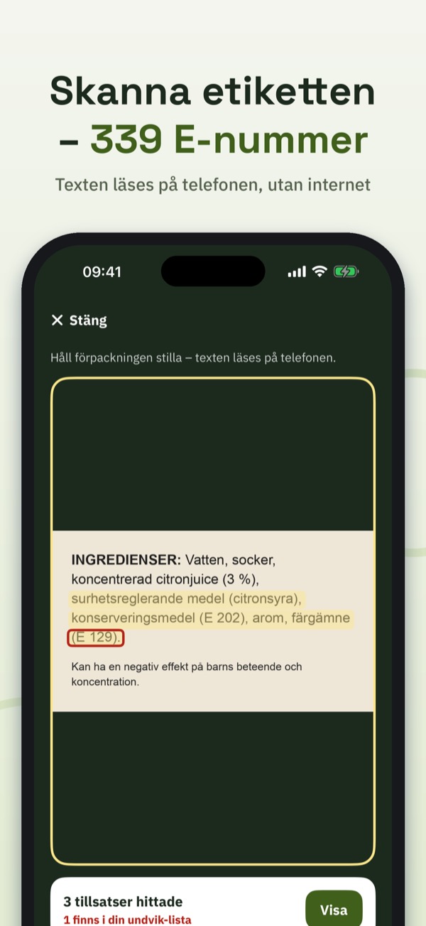E-nummer – E-koll – Screenshot 1