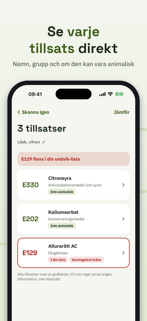 E-nummer – E-koll – Screenshot 2