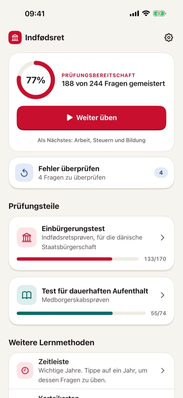 Dänischer Einbürgerungstest – Screenshot 1