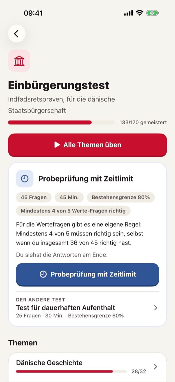Dänischer Einbürgerungstest – Screenshot 2