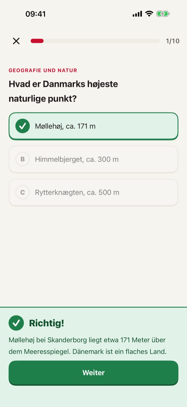 Dänischer Einbürgerungstest – Screenshot 3