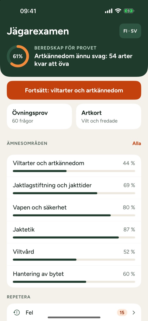 Jägarexamen Finland 2026 – Screenshot 1