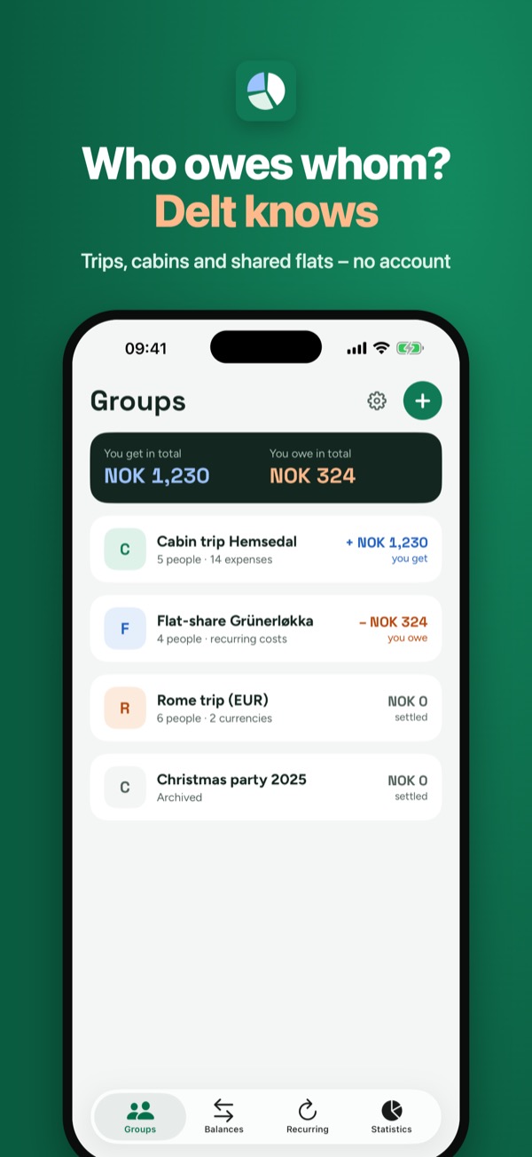 Delt – Split Group Expenses – 1