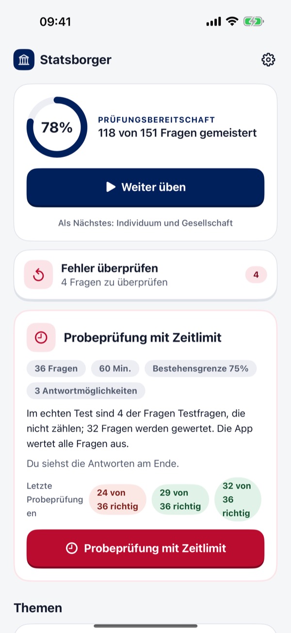 Norwegischer Einbürgerungstest – Screenshot 1