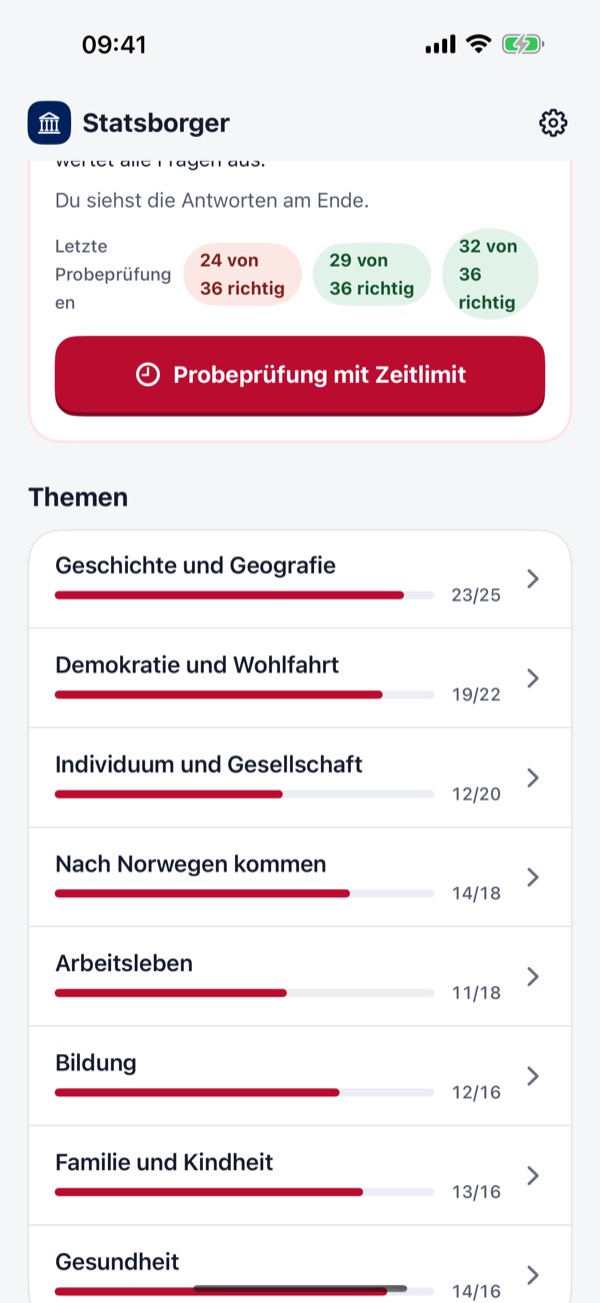 Norwegischer Einbürgerungstest – Screenshot 2