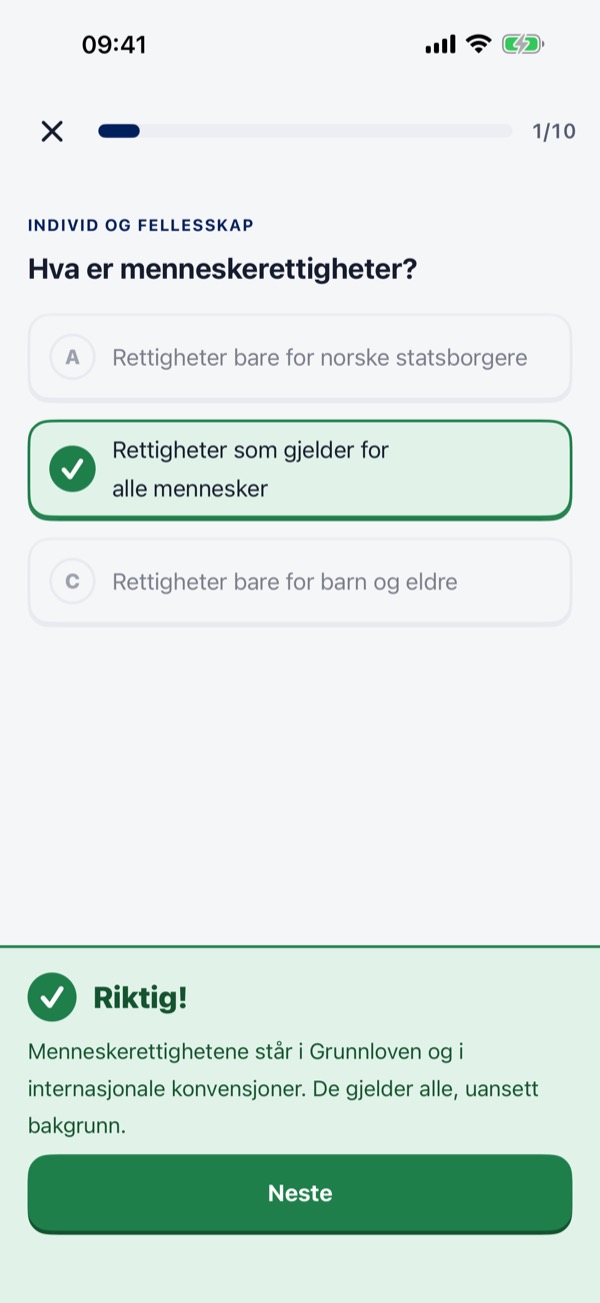 Statsborgerprøven 2026/2027 – Screenshot 3
