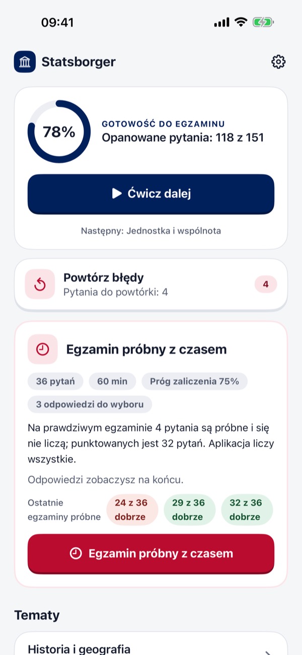 Test na obywatelstwo Norwegii – Screenshot 1