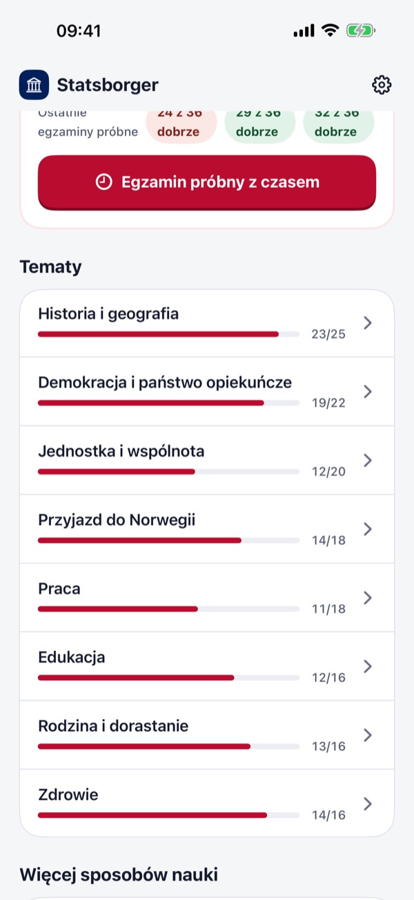 Test na obywatelstwo Norwegii – Screenshot 2